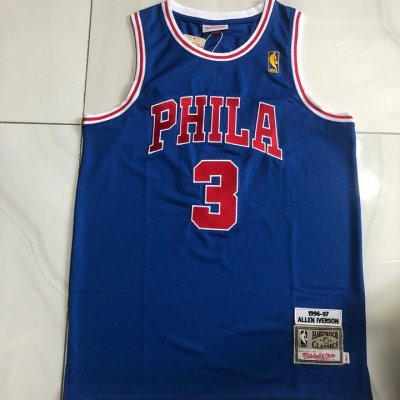 NBA Allen Iverson 3 Philadelphia 76ers 1996-97 Swingman NBA Maillot Bleu